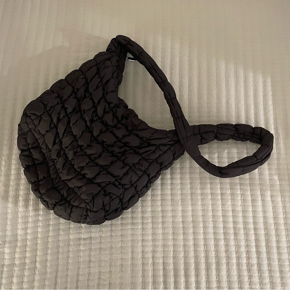 Quilted Pleated Plaid Shoulder Bag with Zipper - Picture 2 of 8